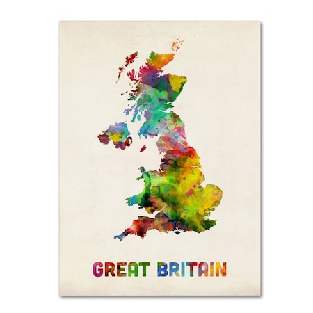 Michael Tompsett 'UK Watercolor Map' Canvas Art,14x19